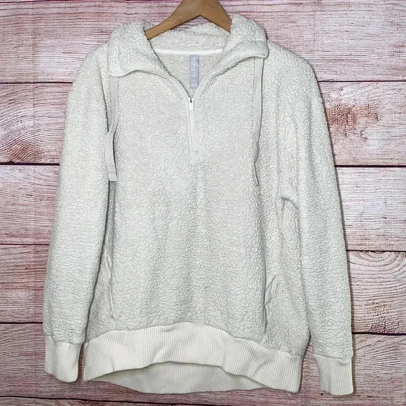 Athleta Tugga Sherpa Teddy Jacket Neutral Small - Picture 1 of 6